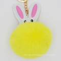 Cute Genuine Rabbit Fur Ball Pompom Keychain for Car Keyring handbag